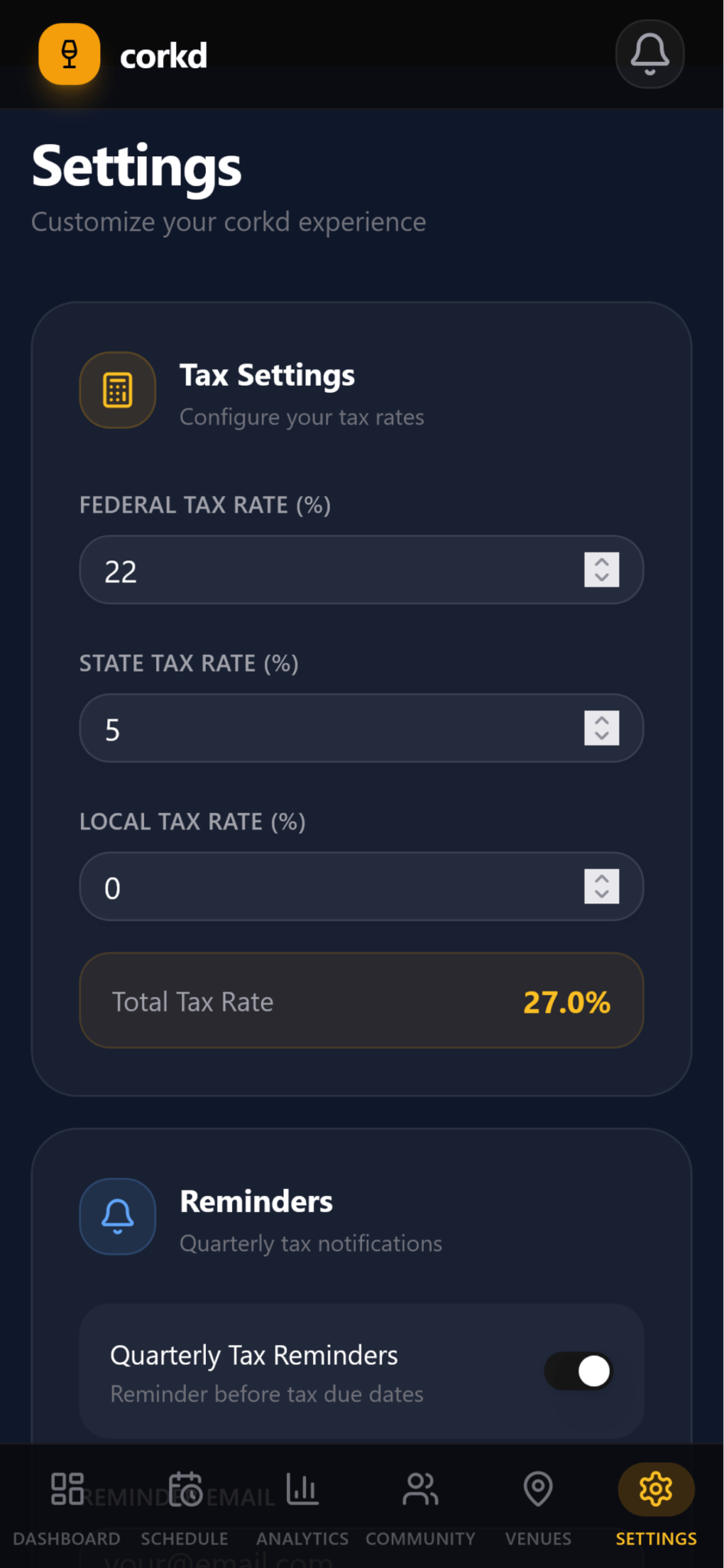 Tip tracker with tax calculator