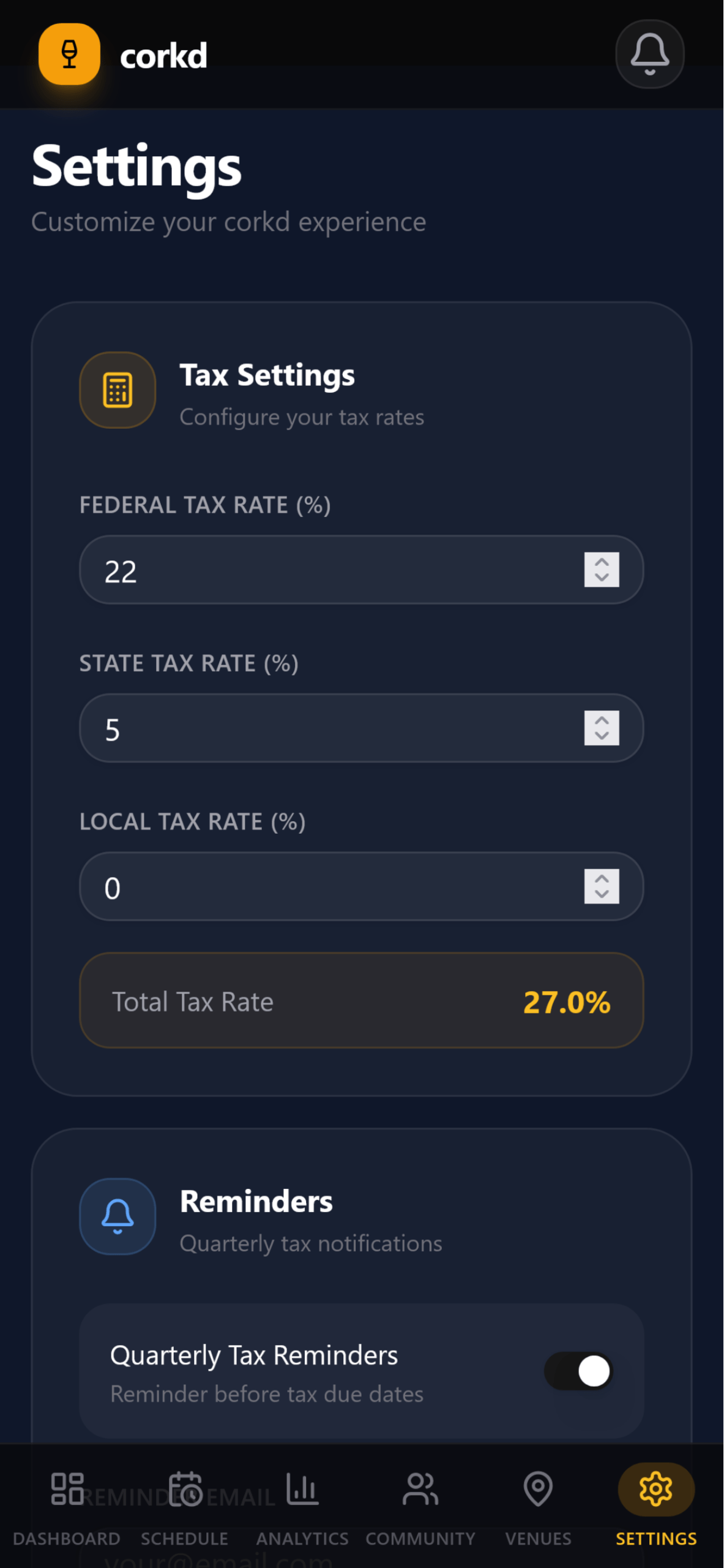 Tip tracker with tax calculator